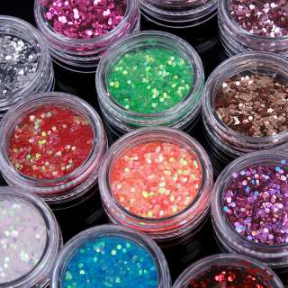 12 Color Nail Art Glitter Tip Decoration 2MM H4508