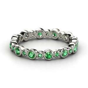 Heartbeat Band, 14K White Gold Ring with Emerald