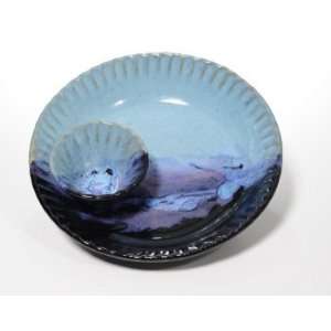    Fluted Chip and Dip Bowl in Mountain Waves Glaze