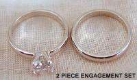 WHITE GOLD LOOK RP 2 PIECE WEDDING SET CZ SIZE 9  