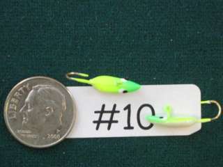 10 GLOW CHARTREUSE/GREEN Tetr Totr Ice Jigs Lures  
