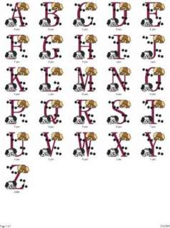 Puppy Dogs Monogram Fonts Machine Embroidery Designs CD  