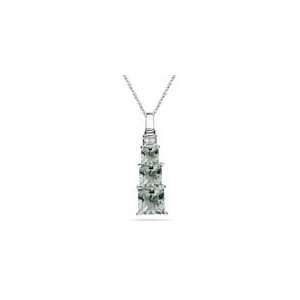  1.91 Cts Green Amethyst Pendant in 14K White Gold Jewelry