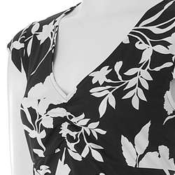 Nina Leonard Womens Floral Print Emipre Waist Dress  