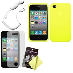   Screen Protector / Guard & Car Charger for Apple iPhone 4S / iPhone 4