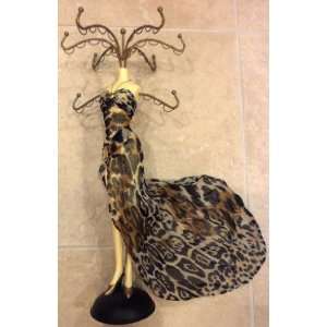  Valentino Leopard Black & Gold Long Gown Jewelry Display 