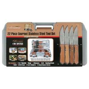  22 Piece Gourmet Stainless Steel Tool Set Patio, Lawn 