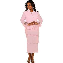 Audrey B. Womens Plus Size Pink 3 piece Skirt Suit  