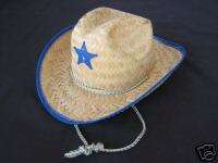   / COWGIRL Hat Straw With BLUE Trim Sheriff Badge NEW CUTE  