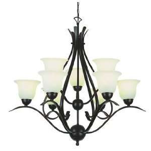  Light 2 Tier Chandelier, Brushed Nickel Finish with Marbleized Glass