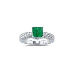  0.92 Cts Emerald Solitaire Ring in 18K White Gold 8.0 
