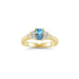  0.48 Cts Diamond & 0.89 Cts Swiss Blue Topaz Ring in 18K 