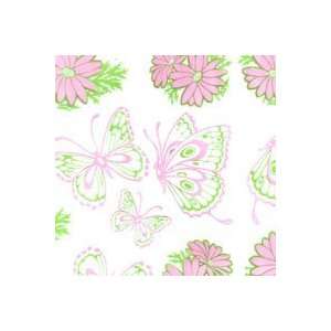  Butterflies and Daisies in Pink and Green Cello Roll 24 x 
