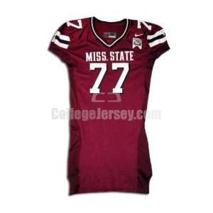  Maroon No. 77 Game Used Mississippi State Nike Football 