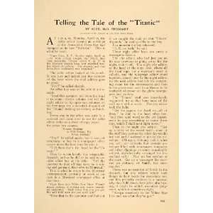 1912 Article Tale of the Titanic Collision White Star   Original Print 