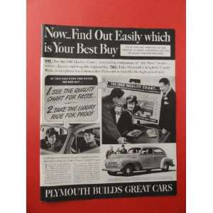  Plymouth cars,1940 Print Ad. (orinigal magazine Print Art 