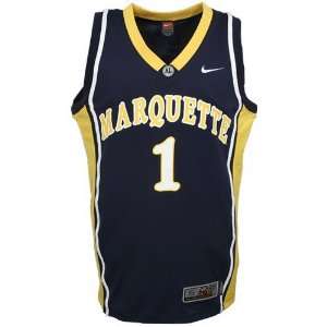 Nike Marquette Golden Eagles #1 Navy Blue Replica Basketball Jersey 