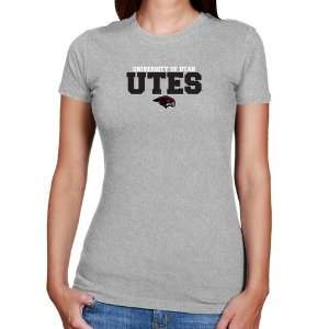   Utah Utes Ladies Ash University Name Slim Fit T shirt Sports