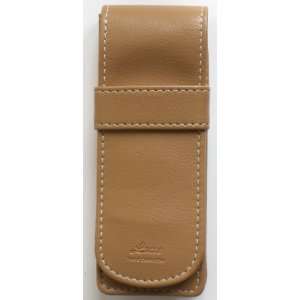  Classic Camel Leather Twin Pen Pouch