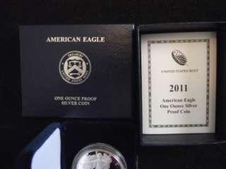 SHARP 25thYear of Issue 2011 W PROOF SILVER EAGLE withBoth BOXES & COA 