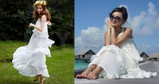 Korea Women Stylish Princess Chiffon Long Dress White  