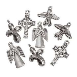  Silvertone Angels & Crosses Charms   Art & Craft Supplies 