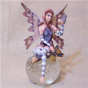 Wise Fairy Figurine on Glass Ball with Owl  
