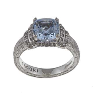 Tacori IV Silver Simulated Topaz and Cubic Zirconia Crescent Ring 