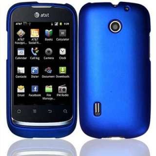 For Huawei Fusion U8652 AT&T Phone Accessory Blue Rubberized Hard Case 