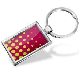  Keychain Yellow / pink polka dotted pattern   Hand Made 