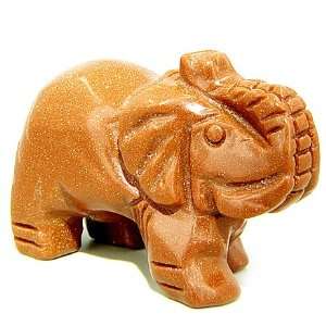  Good Luck Talisman Goldstone Elephant Gemstone Carving 
