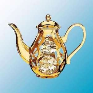  24K Gold Plated Coffee Pot Standing Free Standing   Clear 