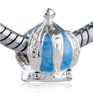  Pandora Style Charm Blue Crown European Beads Fits Pandora Bracelet 