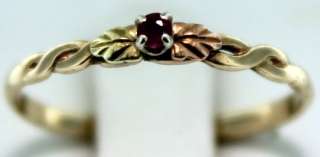   Ruby Ring with Black Hills Gold Green Rose Yellow 10k Band Ring NORES