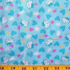 Hello Kitty fabric~ Love heart Polka dot on blue BTY  