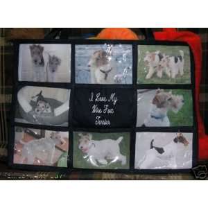 Love My Wire Fox Terrier Personalized Photo Tote Bag Navy Blue 