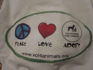 Peace Love Adopt Quality T Shirt 100% Cotton Cats Dogs for Charity 