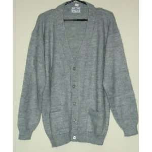 CARDIGAN VNECK buttons with Pockets SILVER GREY size XXL made in PERU 