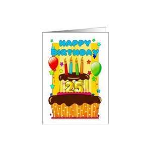  birthday cake with candles   happy 25th birthday Card 