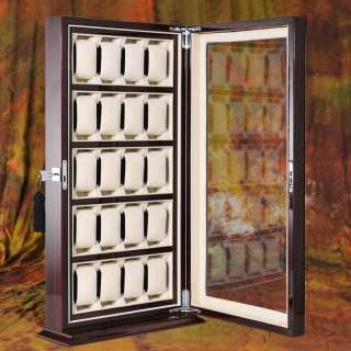 Deluxe Piano Gloss 20 Watch Organizer Display Case Wood  