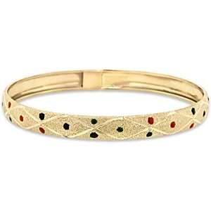   Flexible Bangle Beautifully Designed with Enamel Poco Dots 7.6mm Wide