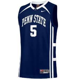 Nike Penn State Nittany Lions #5 Navy Blue Replica Basketball Jersey