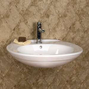  Adrian Wall Mount Sink   Single Hole Faucet Drilling   White