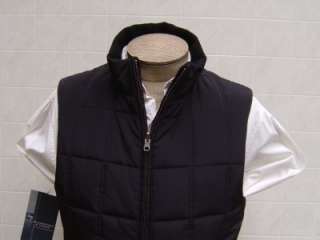   Mens 80% Wool Reversible Zip Vest M Tailored Coat Jacket Black Quilted