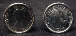 Pair Vintage Elizabeth II Coin Earrings Clip On British  