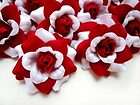 100X Red White Roses Artificial Silk Flower Heads Wholesale Lots 