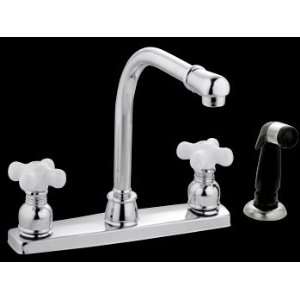 Swivel Tip High Rise Chrome Kitchen Faucet with Cross Handles  