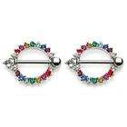   ) Belly Button Ring Navel Double Rainbow Heart Body Jewelry 14 Gauge