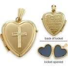 Elite Jewels Ladies Yellow Gold Heart Religious Cross Locket with 