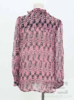 Etoile Isabel Marant Pink & Black Silk Print Blouse Size 1  